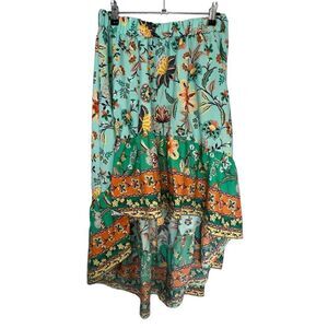 Emery Rose High Low Boho Floral Patterned Stretchy Skirt